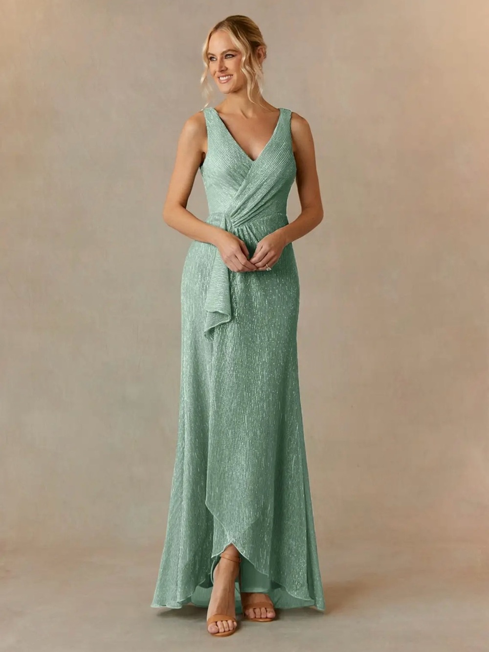 Azazie Aquamarine Tucson V-Neck Maxi Dress - Picture 3 of 6